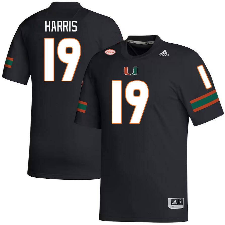 Men #19 Jaden Harris Miami Hurricanes College Football Jerseys Stitched-Black